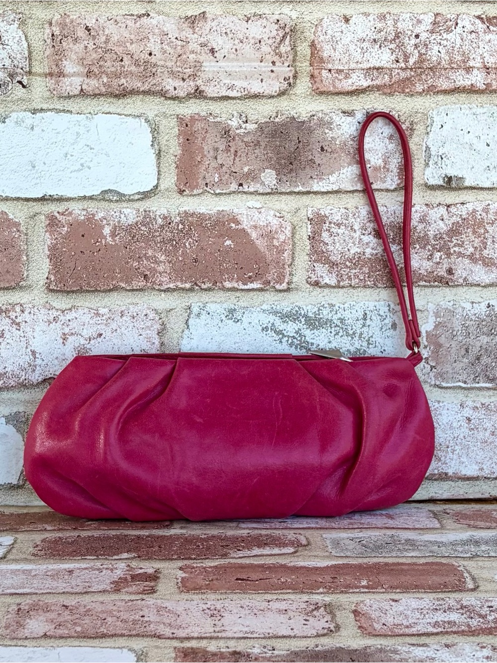 HOBO Hot Pink Pleated Wristlet Clutch